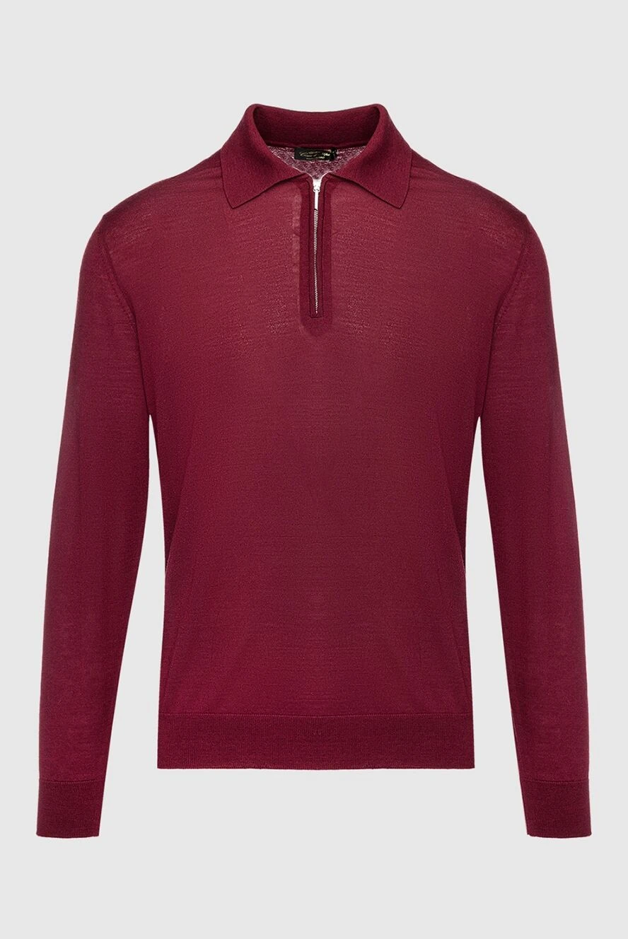 Cesare di Napoli man wool long sleeve polo burgundy for men купить с ценами и фото 147332 - photo 1