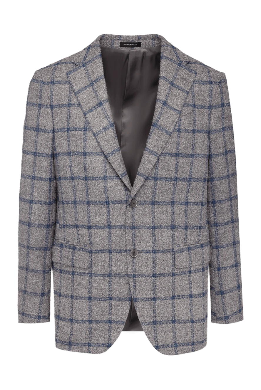 Sartoria Latorre пиджак мужской серый шерстяной с альпакой крупная синяя клетка
147420 - фото 1