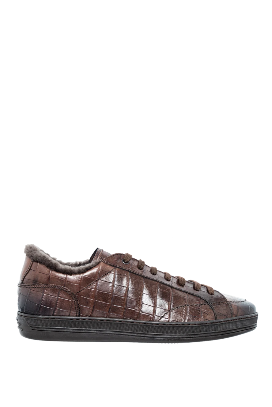 Doucal`s man brown leather sneakers for men купить с ценами и фото 147426 - photo 1