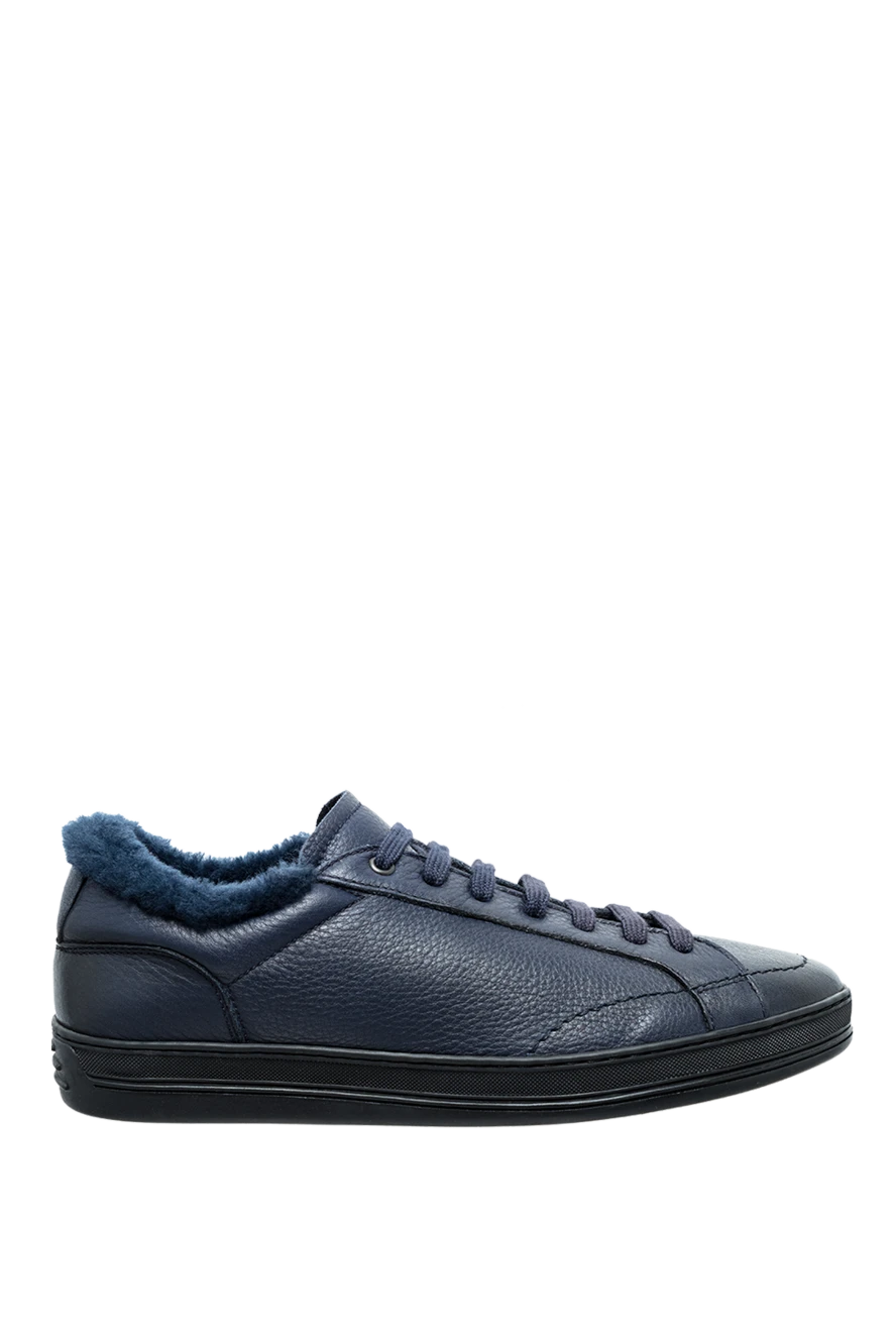 Doucal`s man leather sneakers blue for men купить с ценами и фото 147431 - photo 1