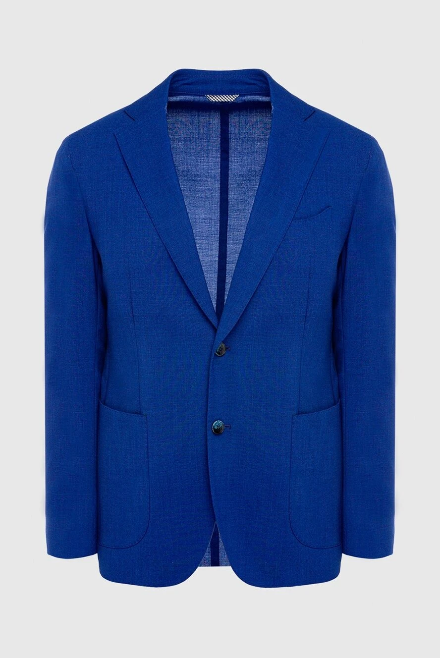 Lubiam man blue wool and linen jacket for men купить с ценами и фото 147467 - photo 1