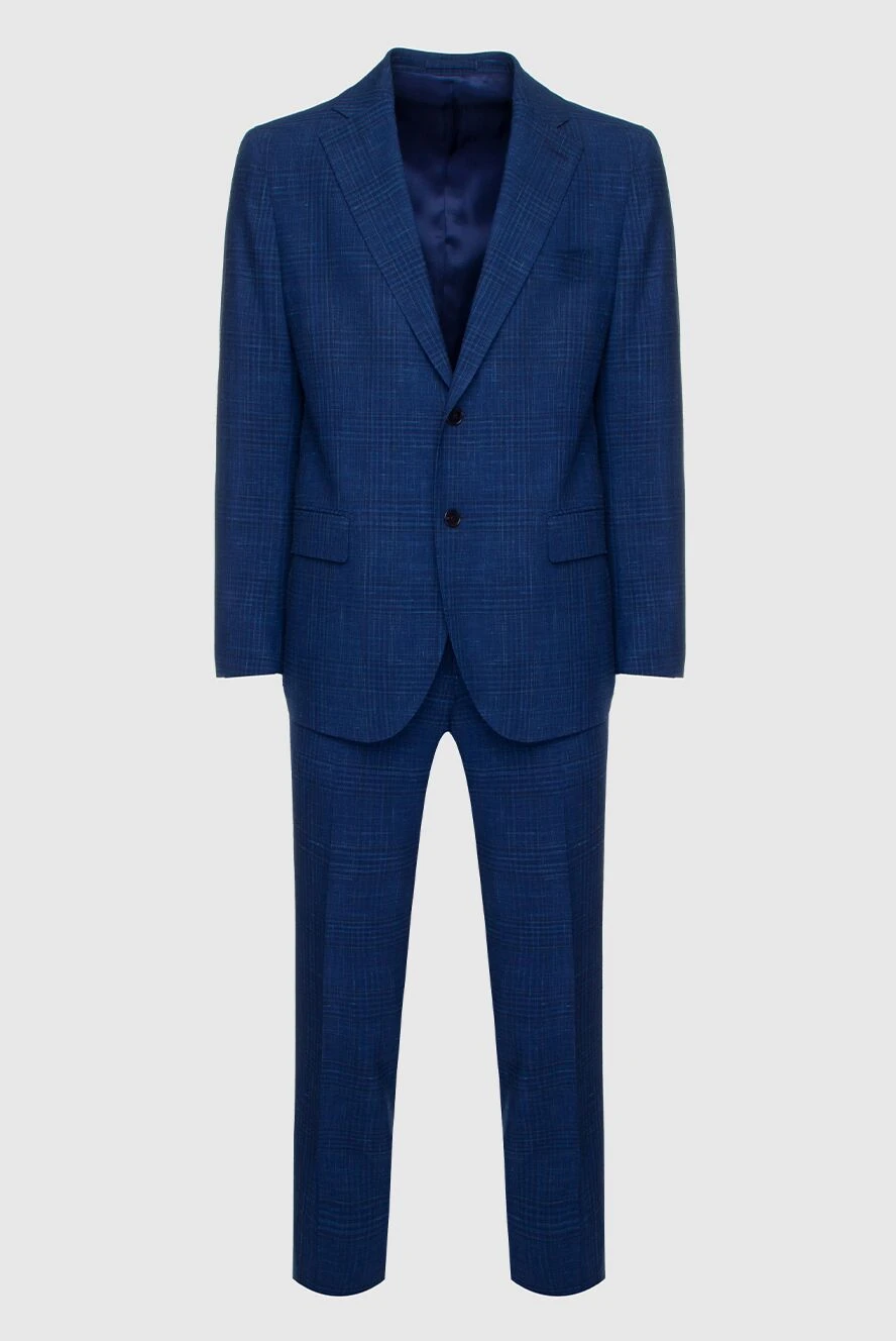 Lubiam man men's suit made of wool, silk and linen blue купить с ценами и фото 147471 - photo 1