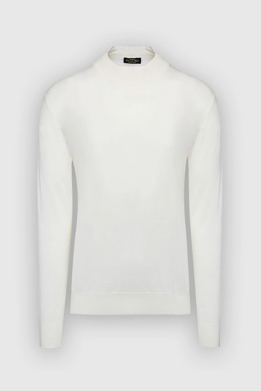 Cesare di Napoli man white wool and cashmere turtleneck jumper for men купить с ценами и фото 147491 - photo 1