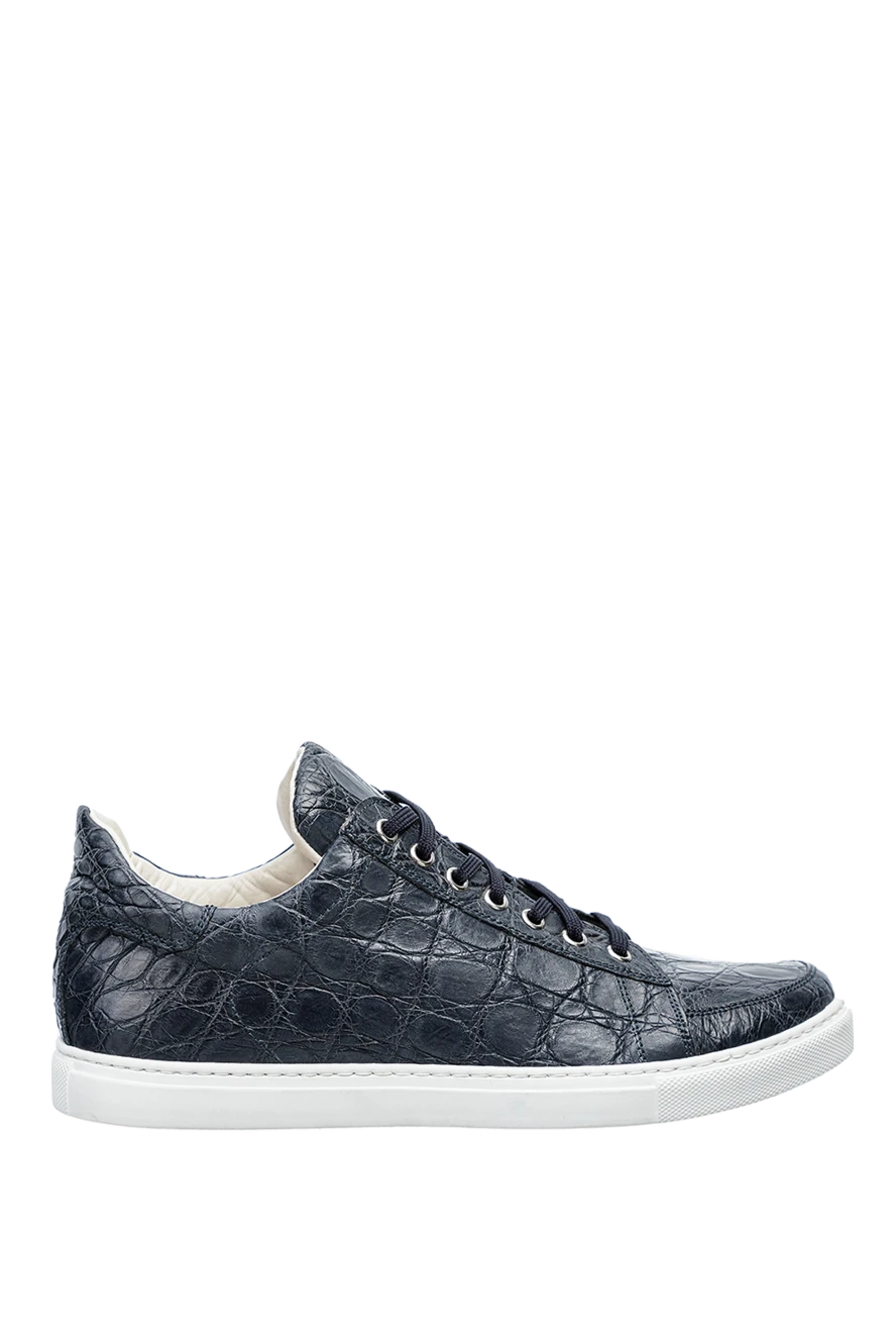 Cesare di Napoli man blue crocodile leather sneakers for men купить с ценами и фото 147571 - photo 1