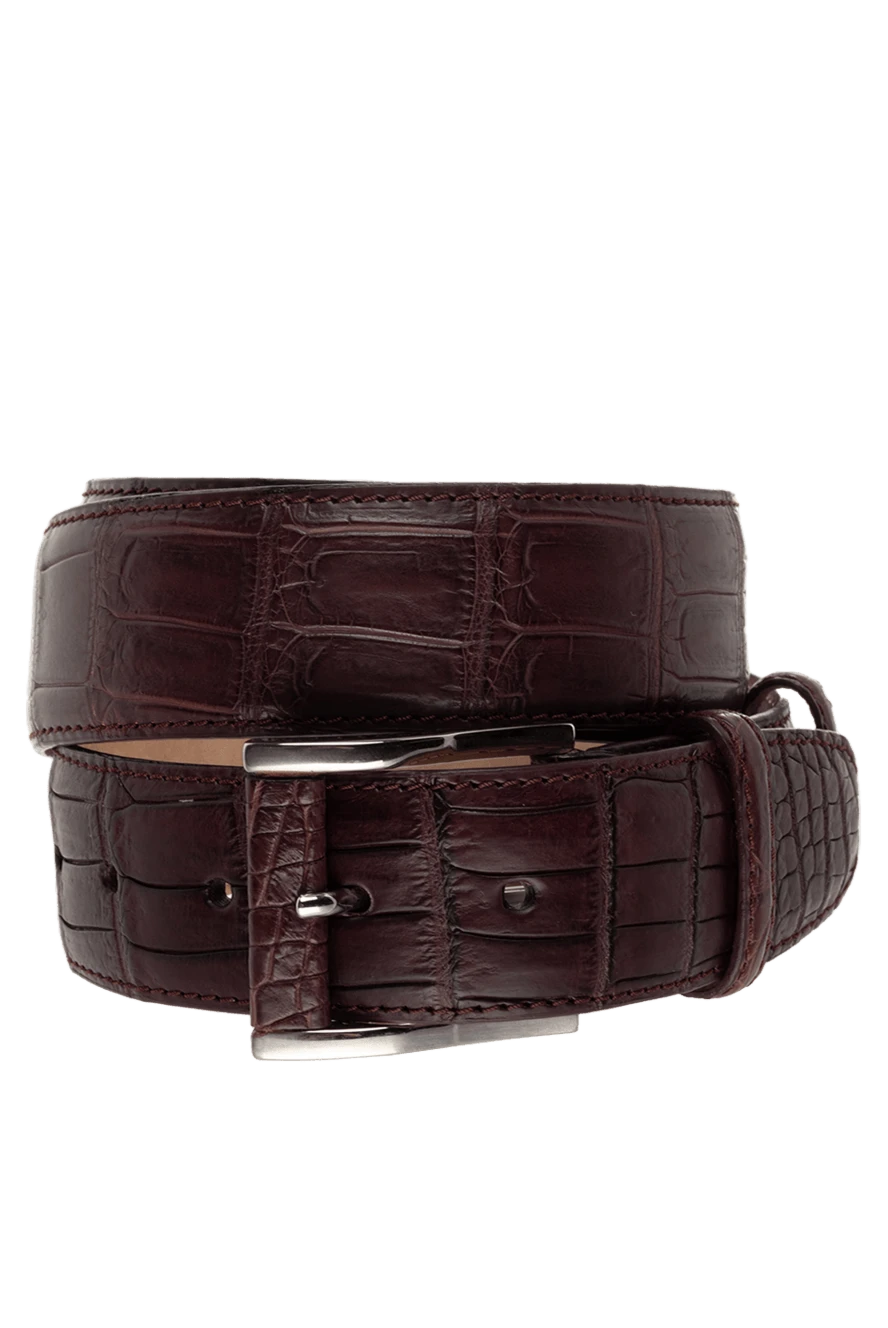 Cesare di Napoli man crocodile leather belt burgundy for men купить с ценами и фото 147575 - photo 1