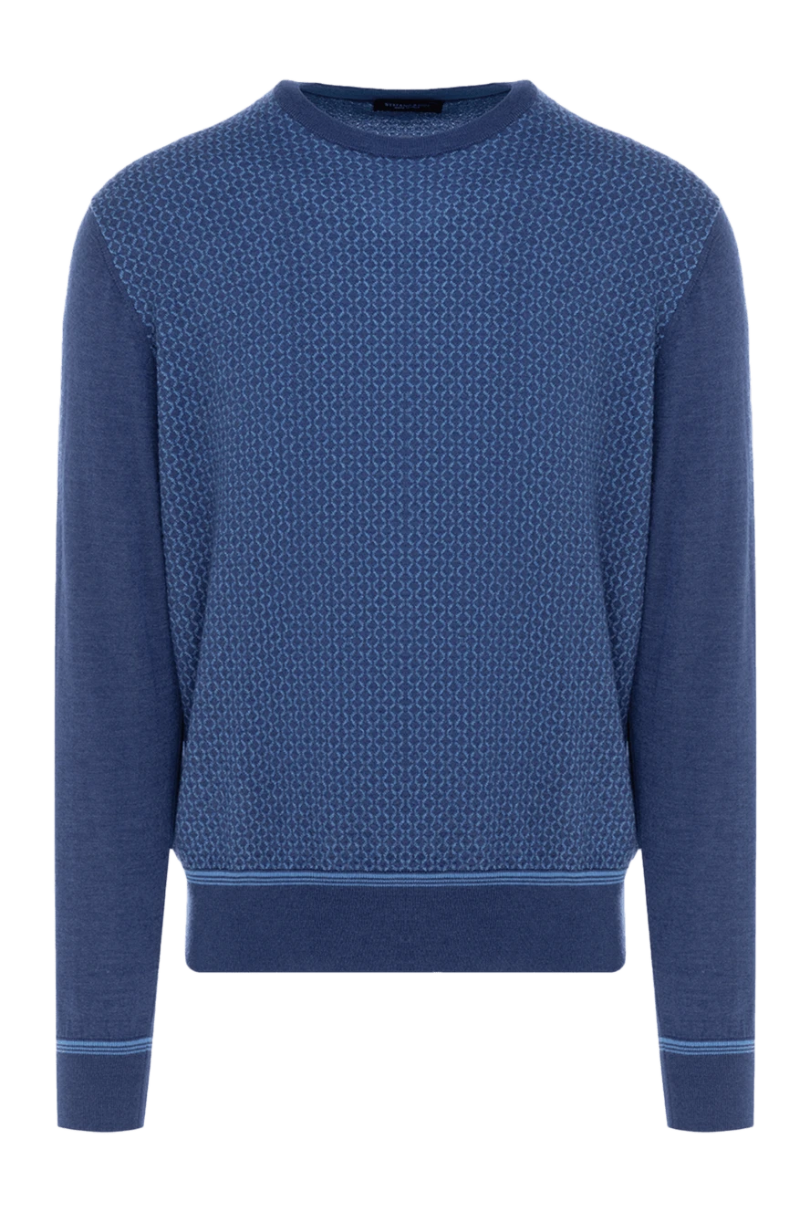 Stefano Ricci голубой джемпер из кашемира и шелка с мелким геометрическим узором 147668 - фото 1