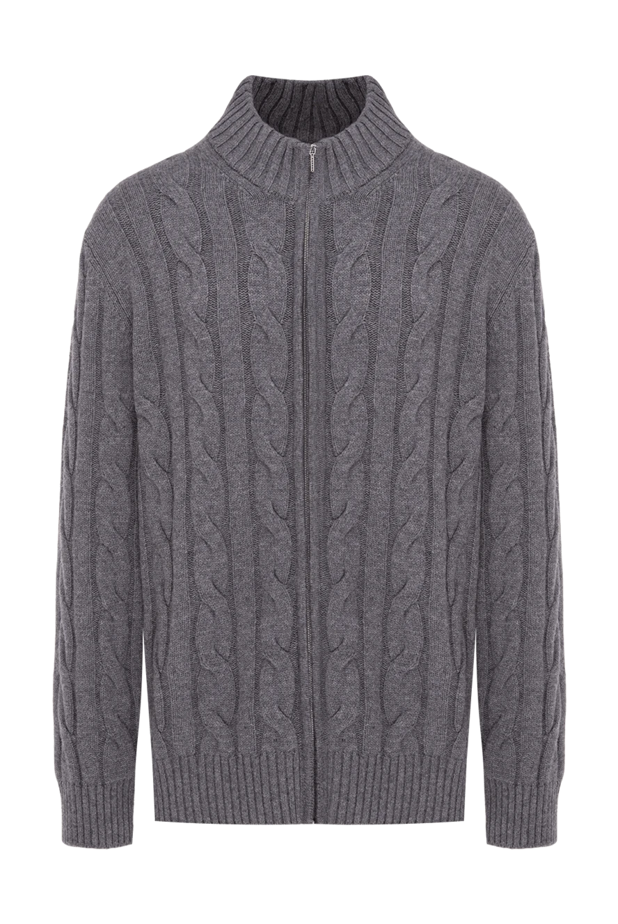 Cesare di Napoli man men's cardigan made of wool and cashmere, gray купить с ценами и фото 147771 - photo 1