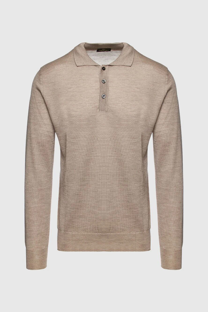 Cesare di Napoli man wool and cashmere long sleeve polo beige for men купить с ценами и фото 148028 - photo 1