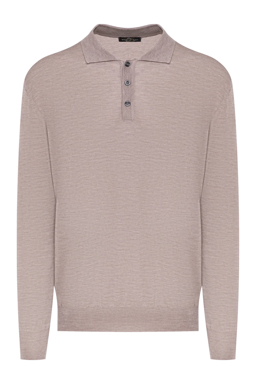 Cesare di Napoli man wool and cashmere long sleeve polo beige for men купить с ценами и фото 148028 - photo 1