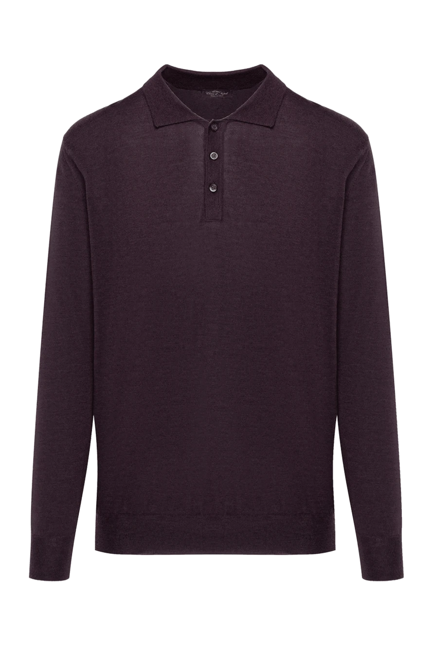 Cesare di Napoli man wool and cashmere long sleeve polo violet for men купить с ценами и фото 148030 - photo 1