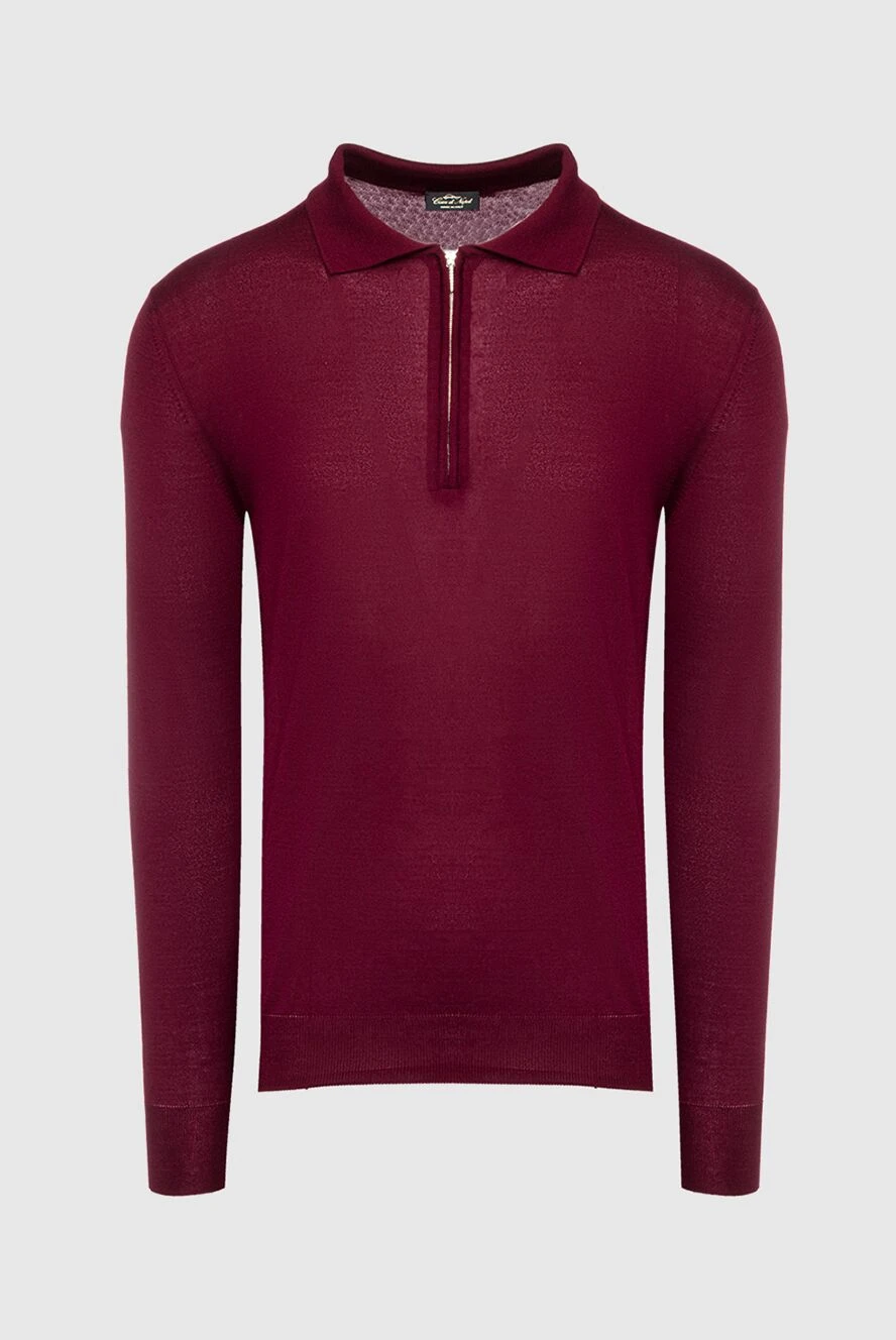 Cesare di Napoli man wool and cashmere long sleeve polo burgundy for men купить с ценами и фото 148034 - photo 1