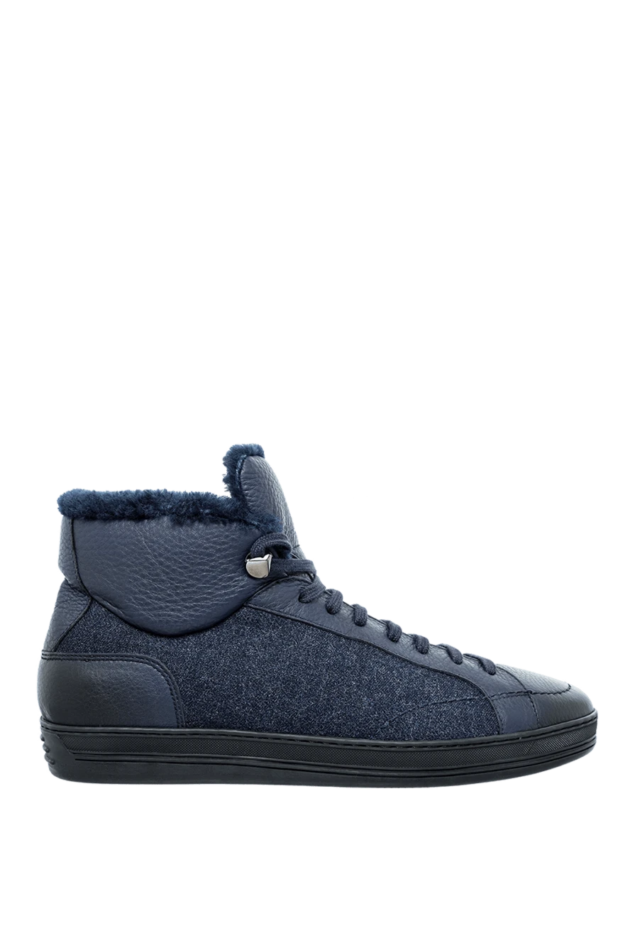 Doucal`s man leather and wool sneakers blue for men купить с ценами и фото 148259 - photo 1