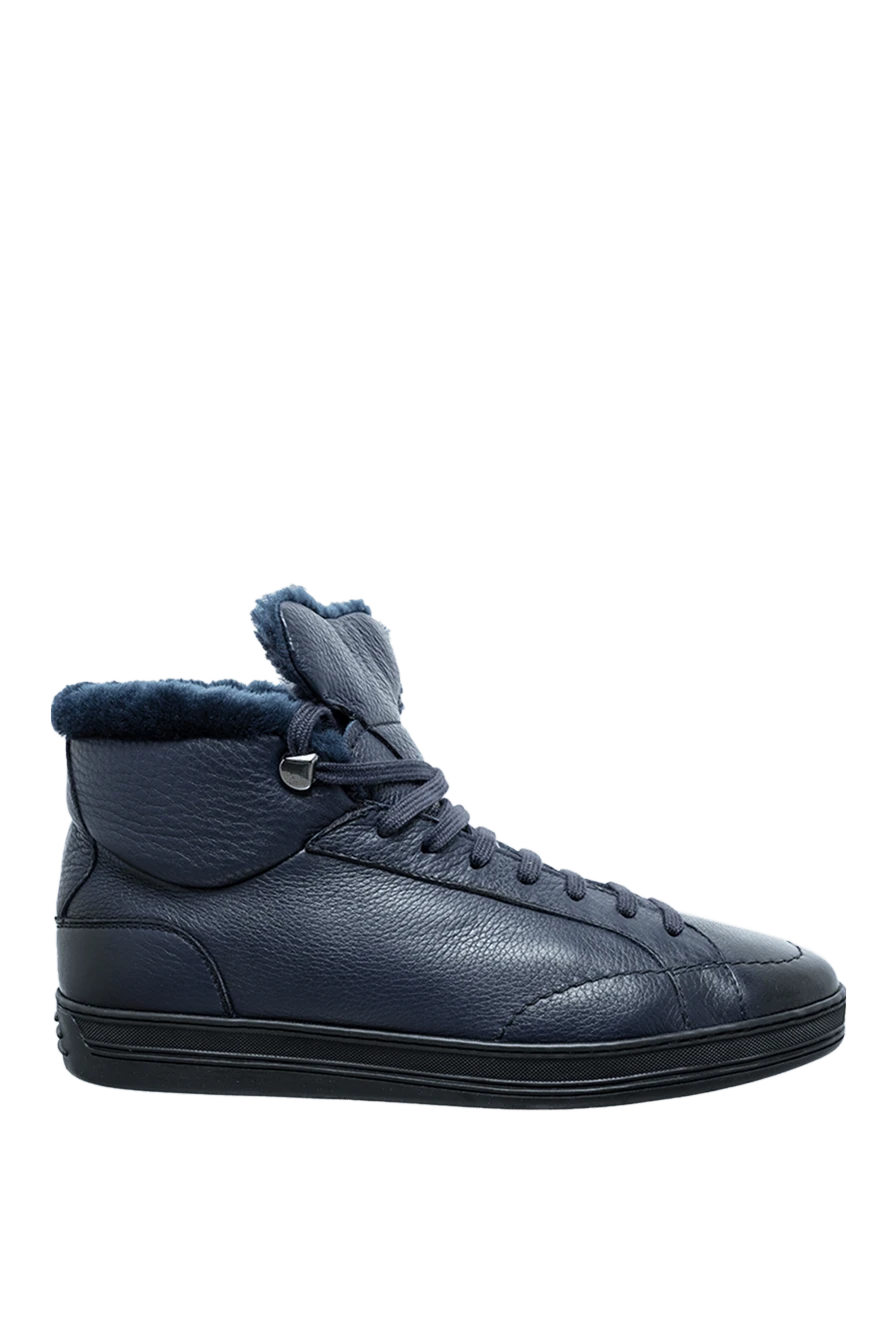 Doucal`s man blue leather sneakers for men купить с ценами и фото 148261 - photo 1