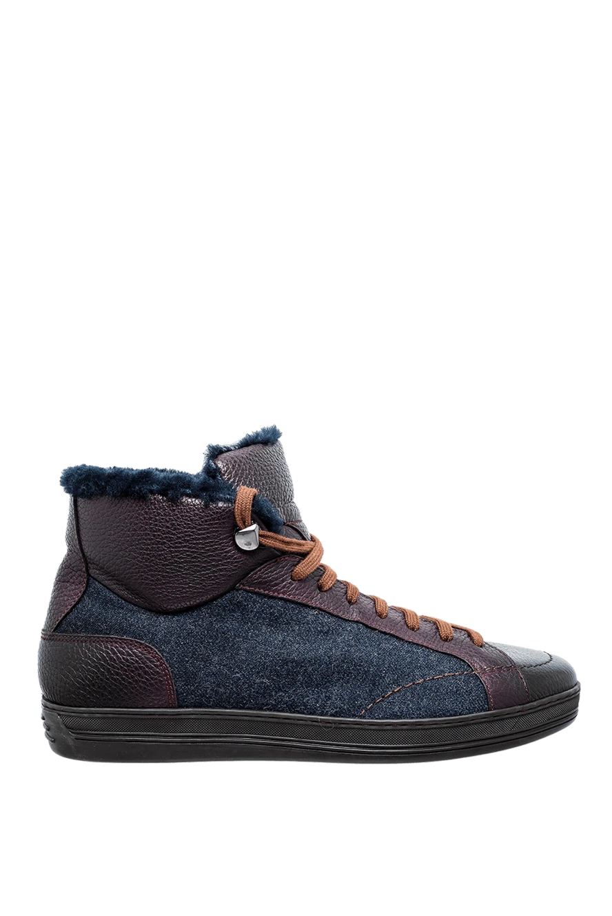 Doucal`s man brown leather and wool sneakers for men купить с ценами и фото 148268 - photo 1