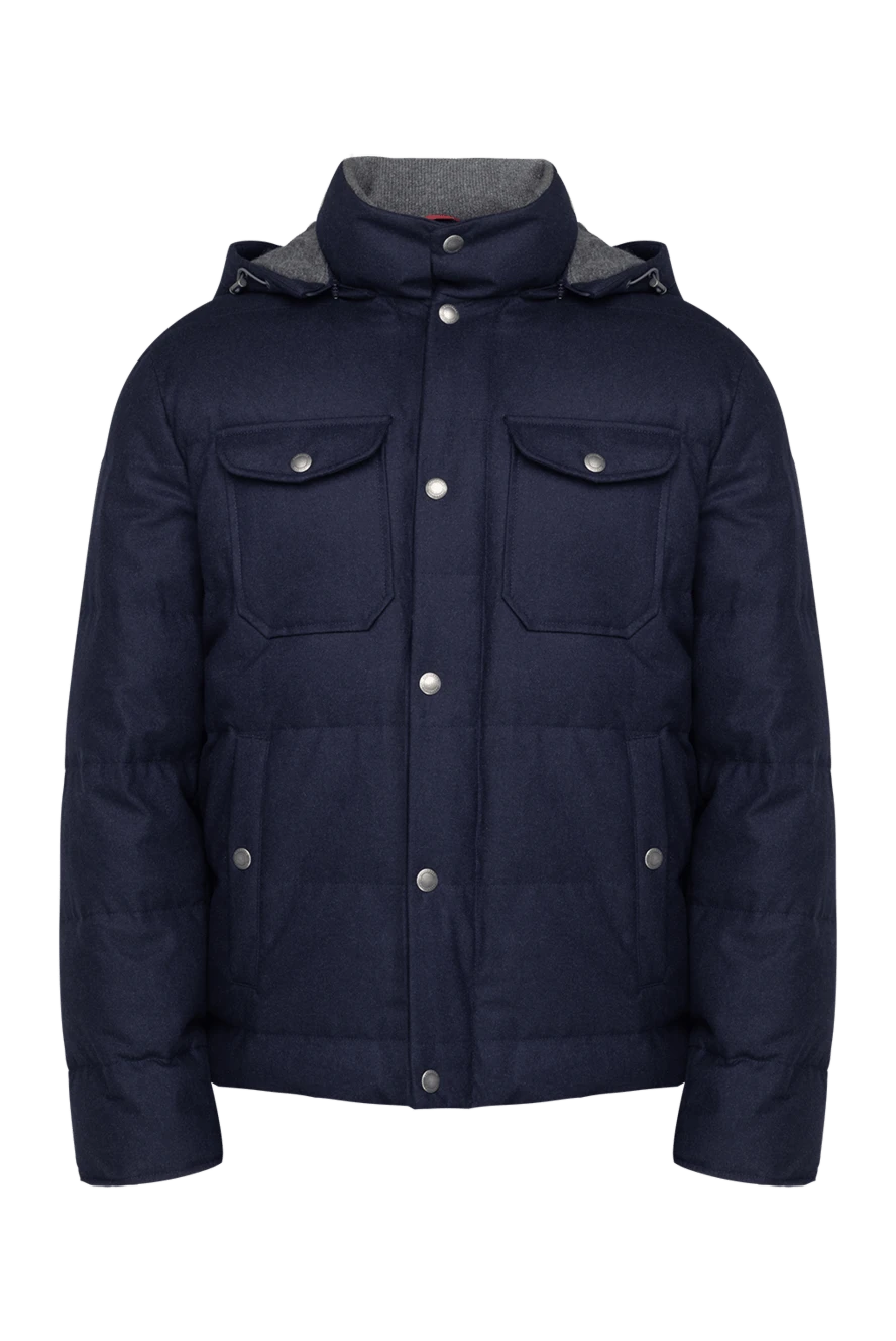 Brunello Cucinelli man men's down jacket made of wool, silk and cashmere blue купить с ценами и фото 148425 - photo 1