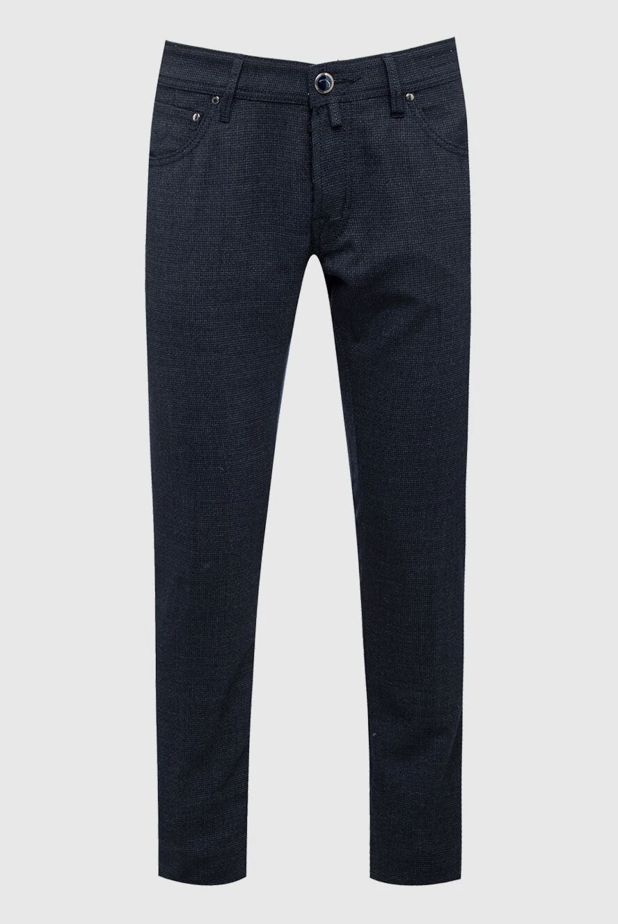 Jacob Cohen man men's blue wool and polyester trousers купить с ценами и фото 148680 - photo 1