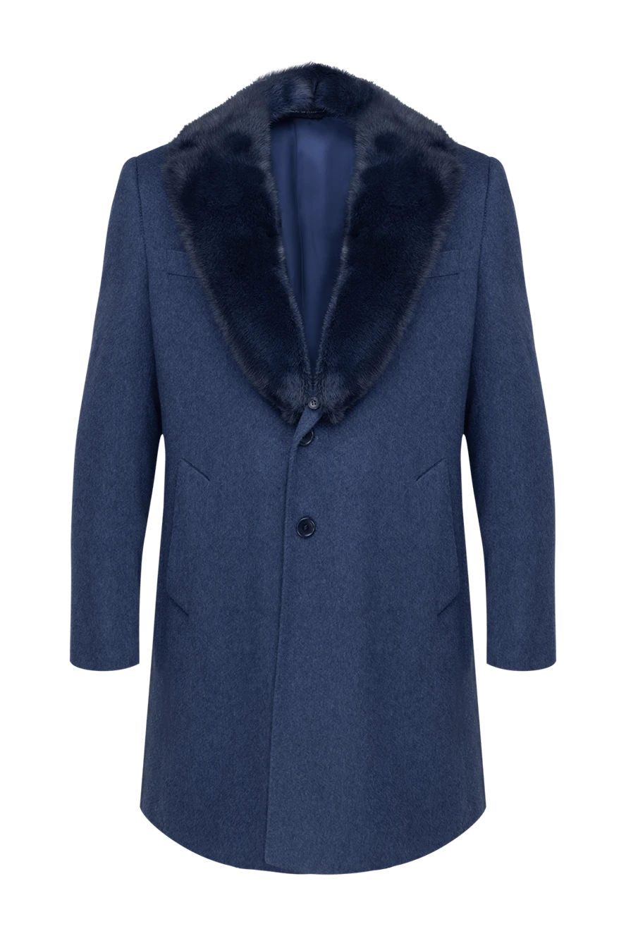 Cesare di Napoli man blue cashmere and mink coat for men купить с ценами и фото 148698 - photo 1