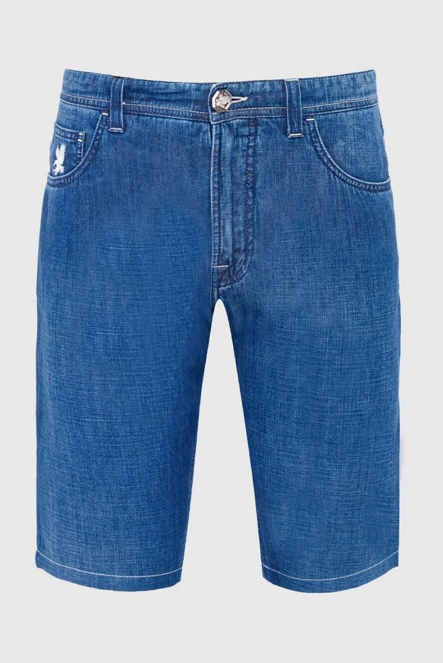 Stefano Ricci шорты из хлопка и льна синие мужские 149038 - фото 1