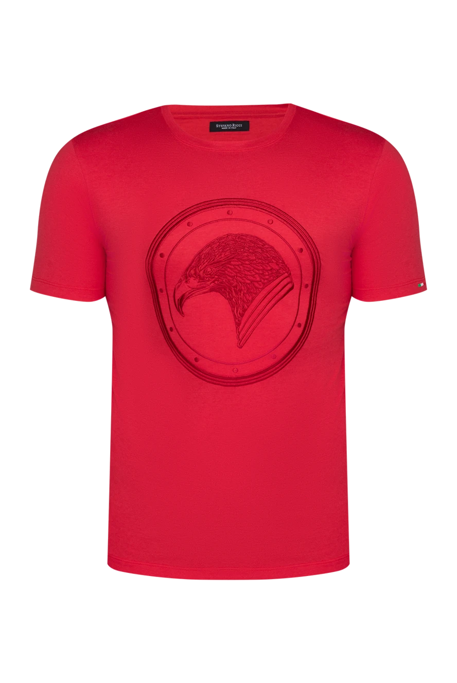 Stefano Ricci футболка из хлопка и модала красная мужская 149074 - фото 1