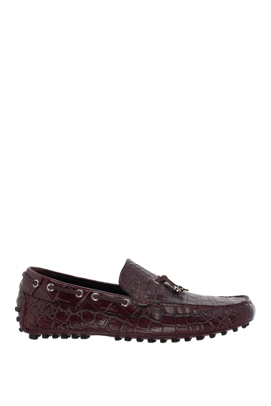 Pellettieri di Parma man men's moccasins made of crocodile skin burgundy купить с ценами и фото 149243 - photo 1