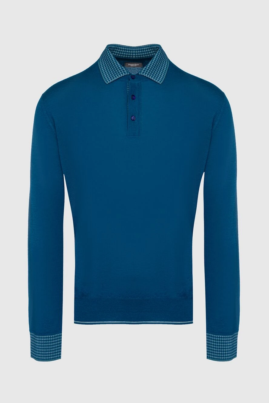 Stefano Ricci поло с длинным рукавом в бирюзовом цвете с контрастным узорным воротником
149340 - фото 1