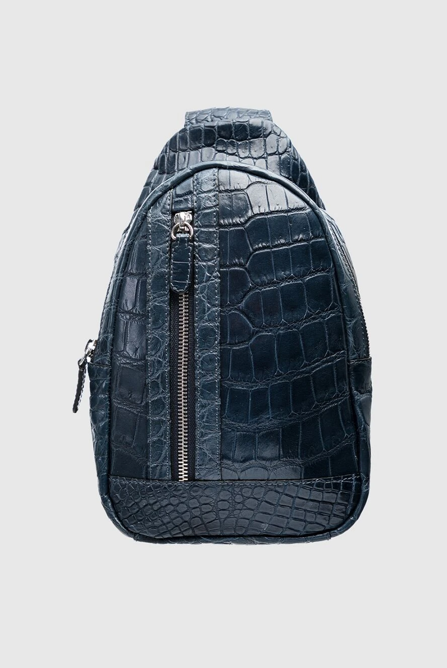 Cesare di Napoli man blue crocodile leather shoulder bag for men купить с ценами и фото 149538 - photo 1