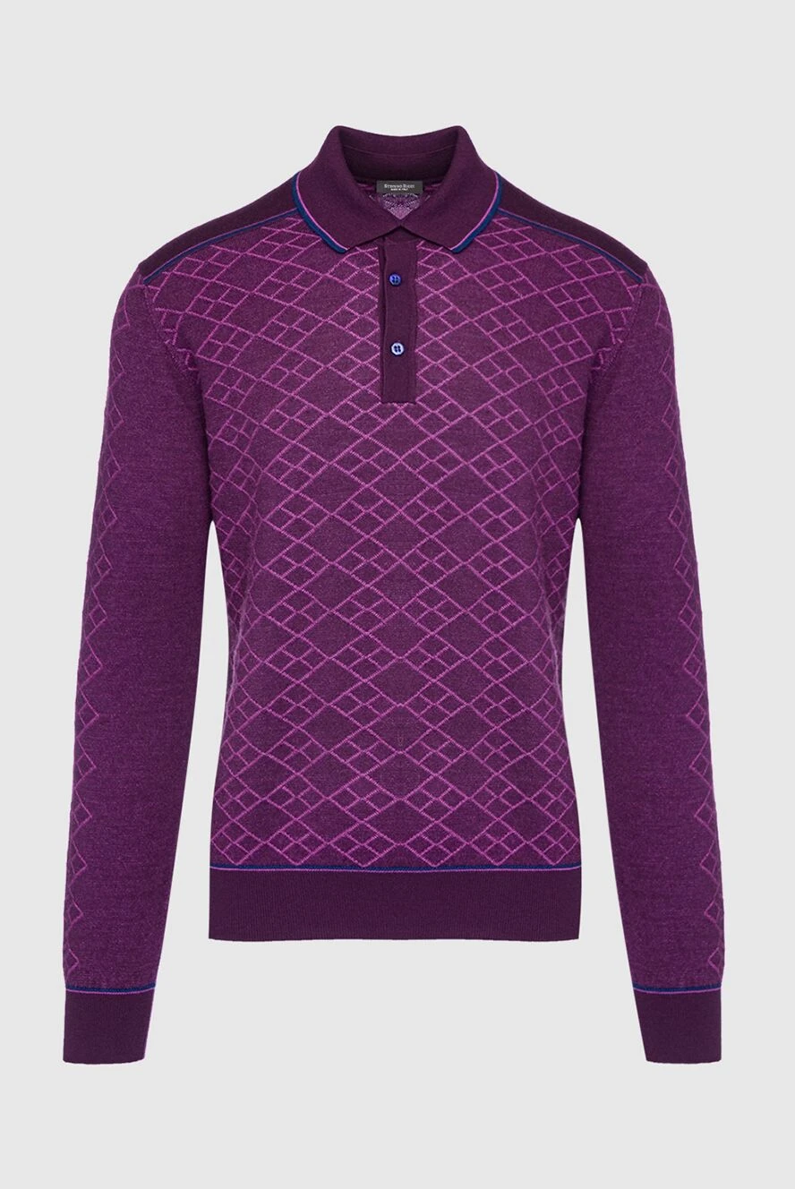 Stefano Ricci бордовое поло из шелка и кашемира с длинным рукавом и графичным геометрическим рисунком
149555 - фото 1