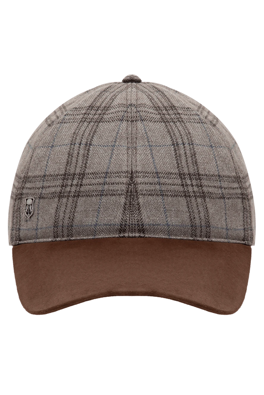 Corneliani man cap made of silk, cashmere and genuine leather beige for men купить с ценами и фото 150004 - photo 1