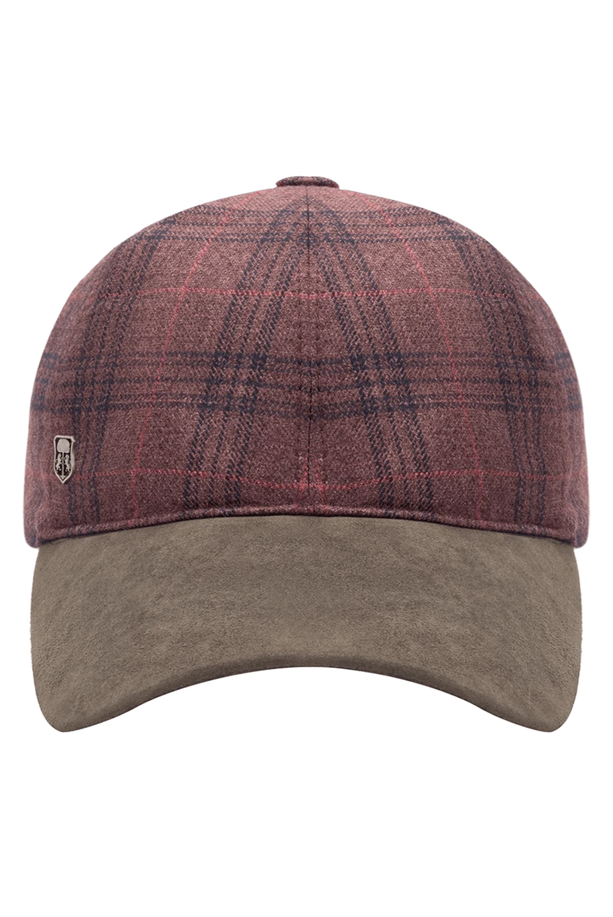 Corneliani man cap made of silk, cashmere and genuine leather burgundy for men купить с ценами и фото 150005 - photo 1