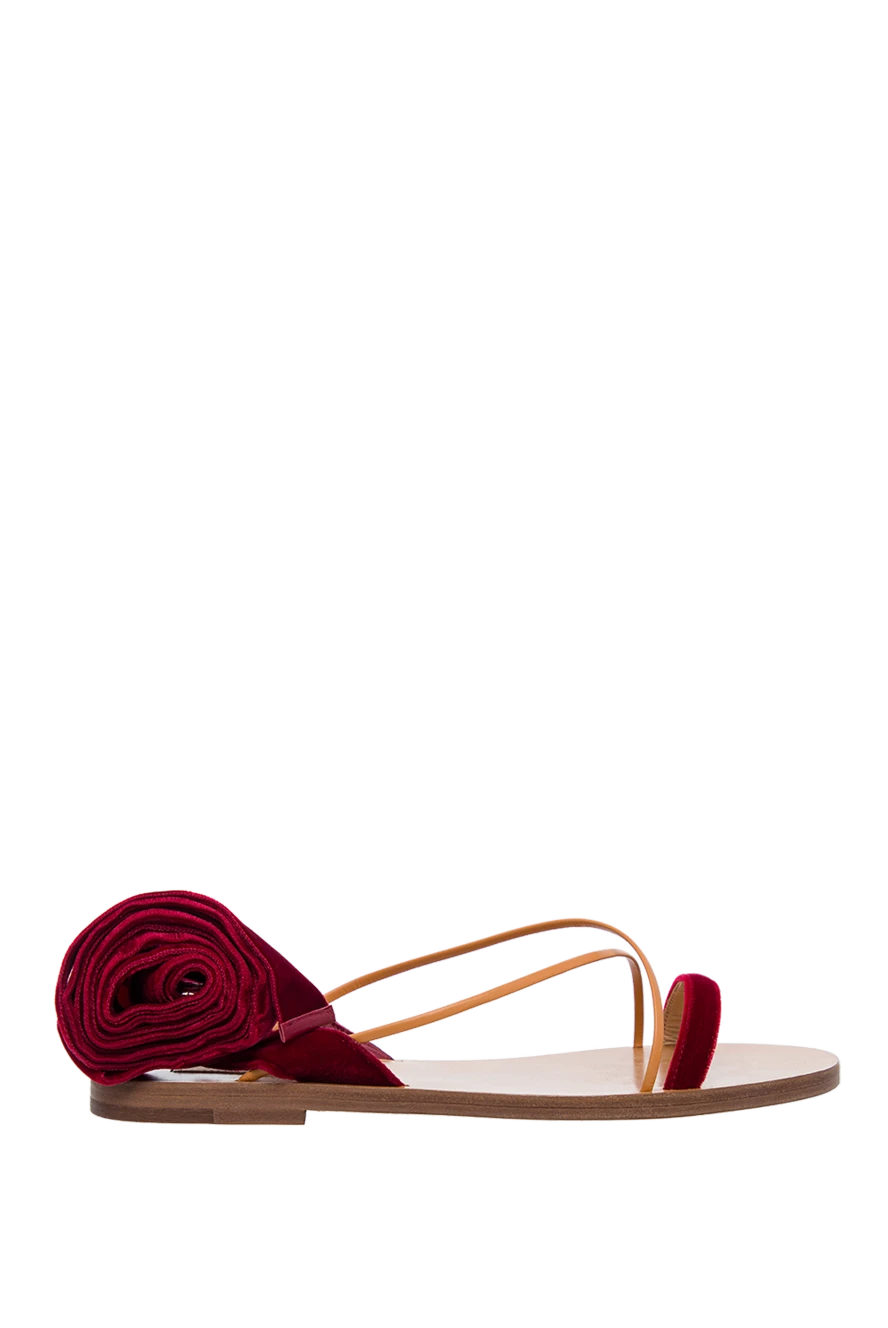 Valentino woman burgundy leather and velor sandals for women купить с ценами и фото 150170 - photo 1