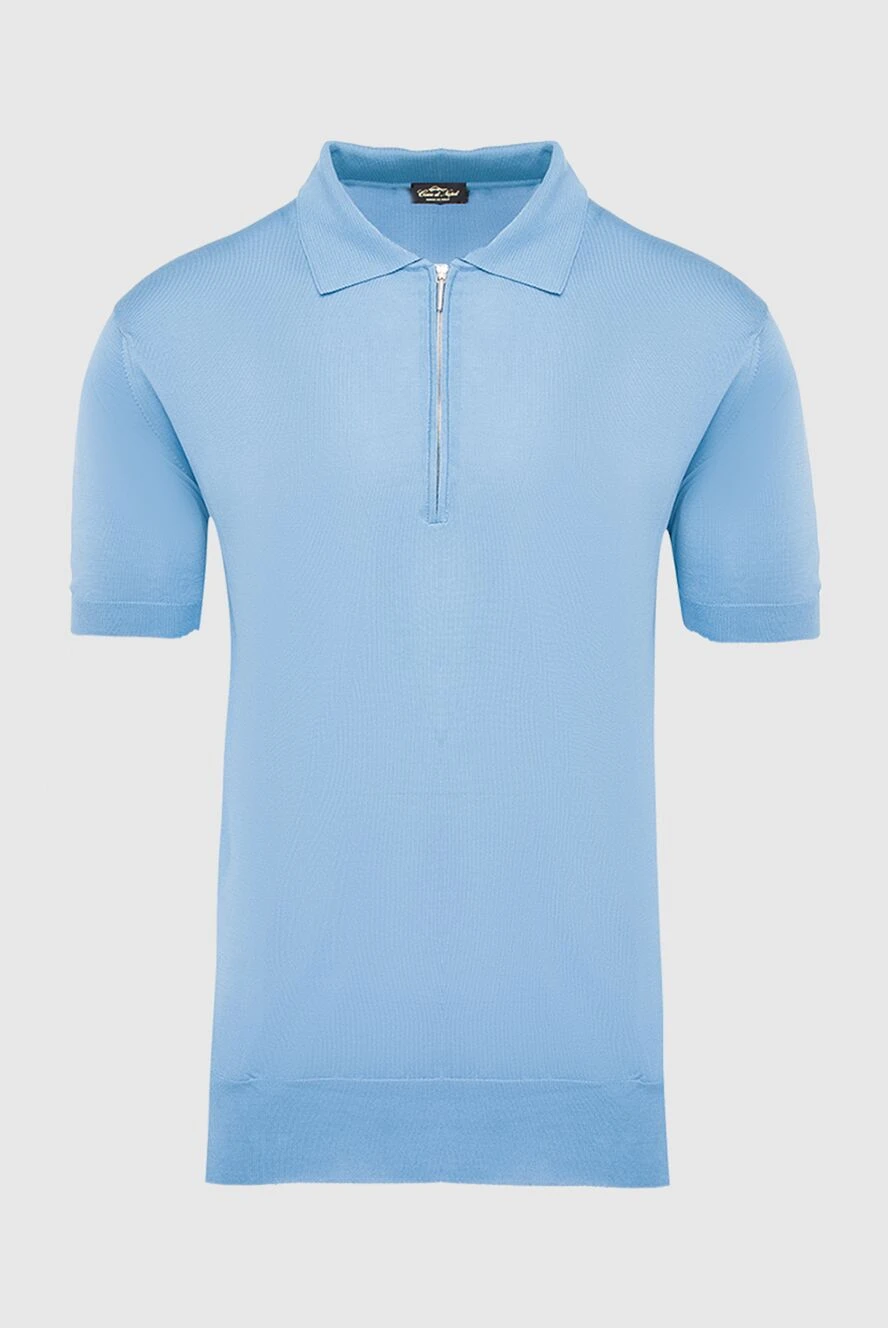 Cesare di Napoli man blue silk polo for men купить с ценами и фото 150222 - photo 1