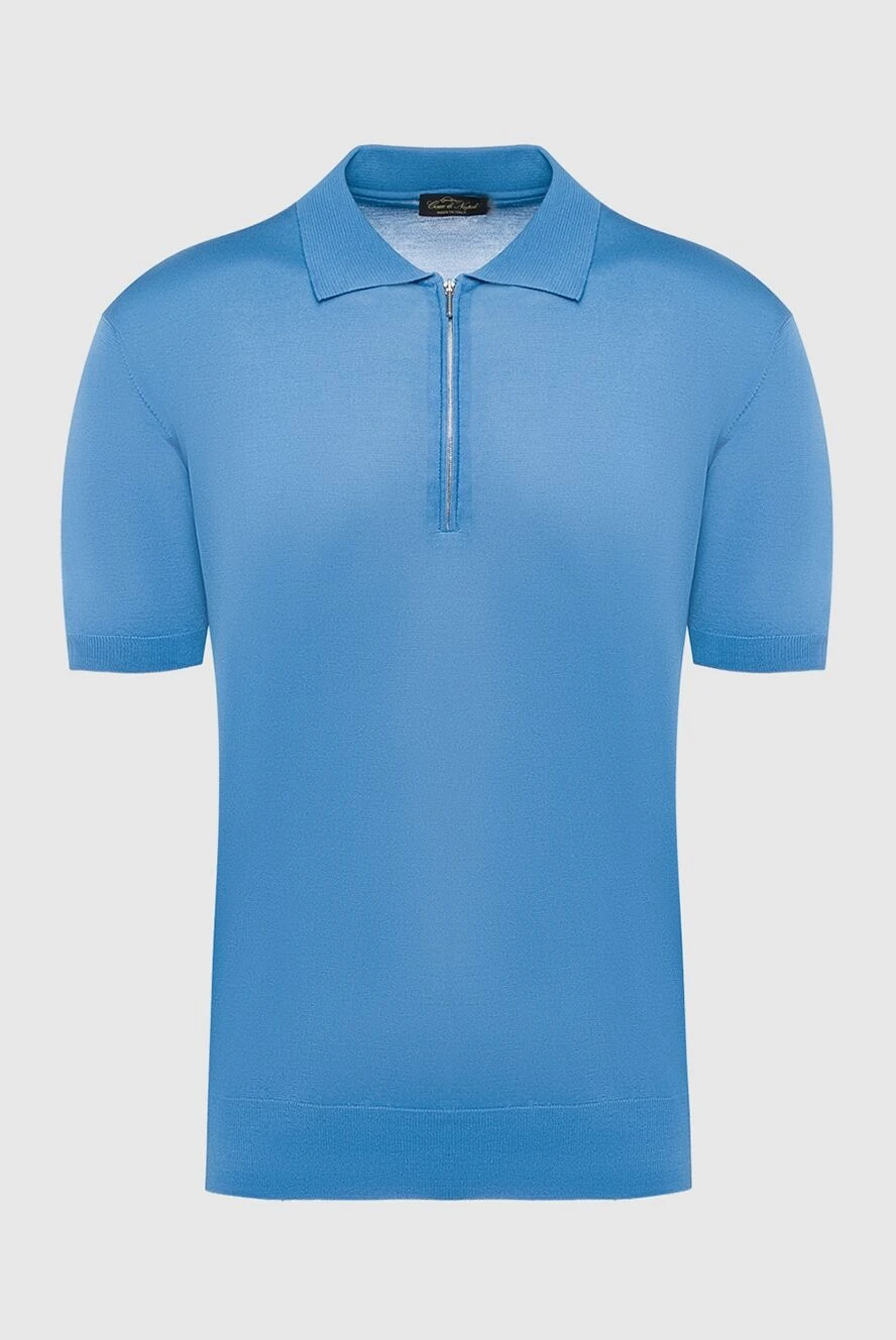 Cesare di Napoli man blue silk polo for men купить с ценами и фото 150223 - photo 1