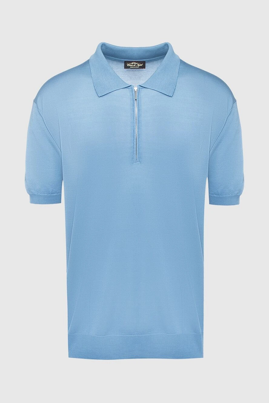 Cesare di Napoli man blue silk polo for men купить с ценами и фото 150226 - photo 1