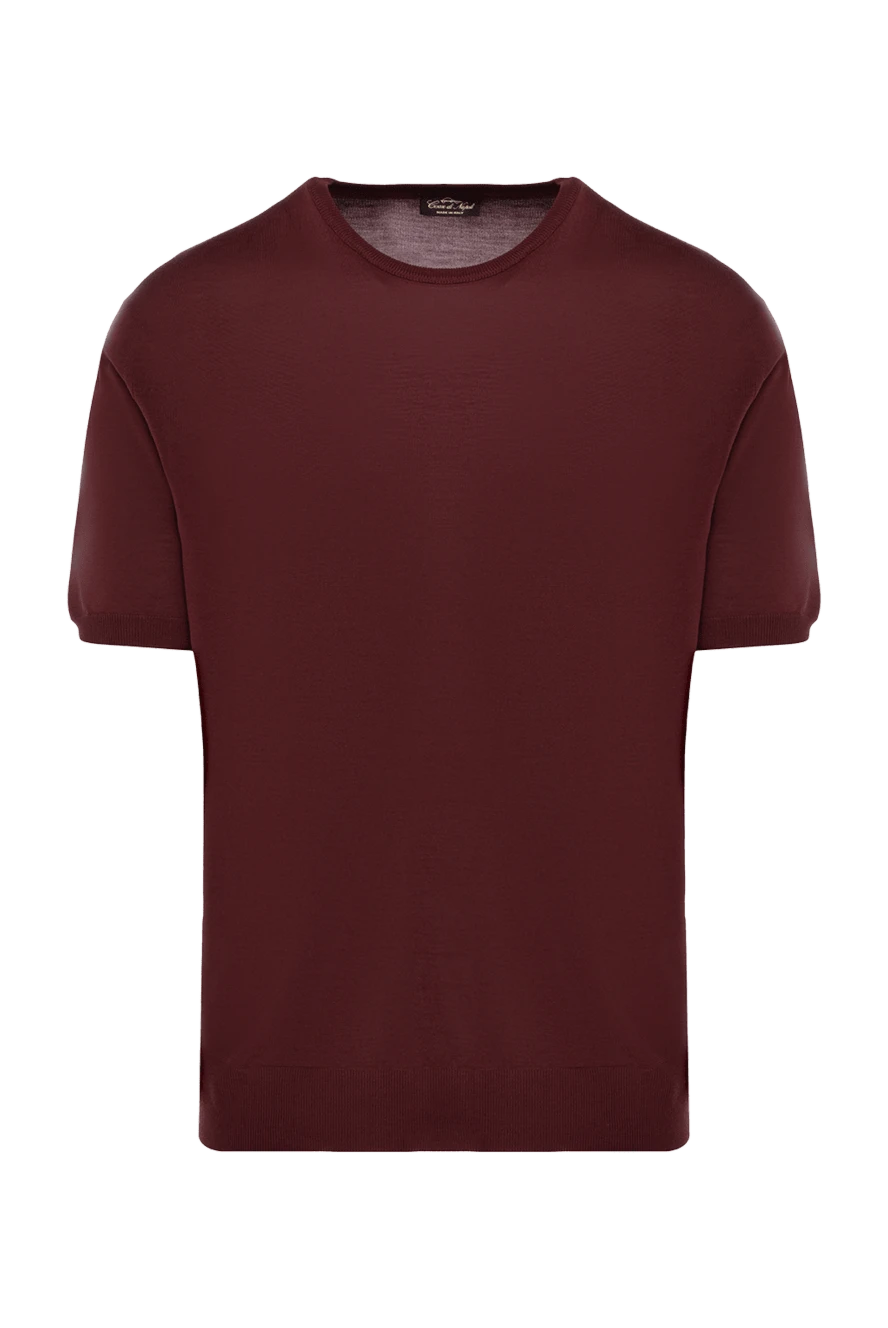 Cesare di Napoli man silk short sleeve jumper burgundy for men купить с ценами и фото 150237 - photo 1