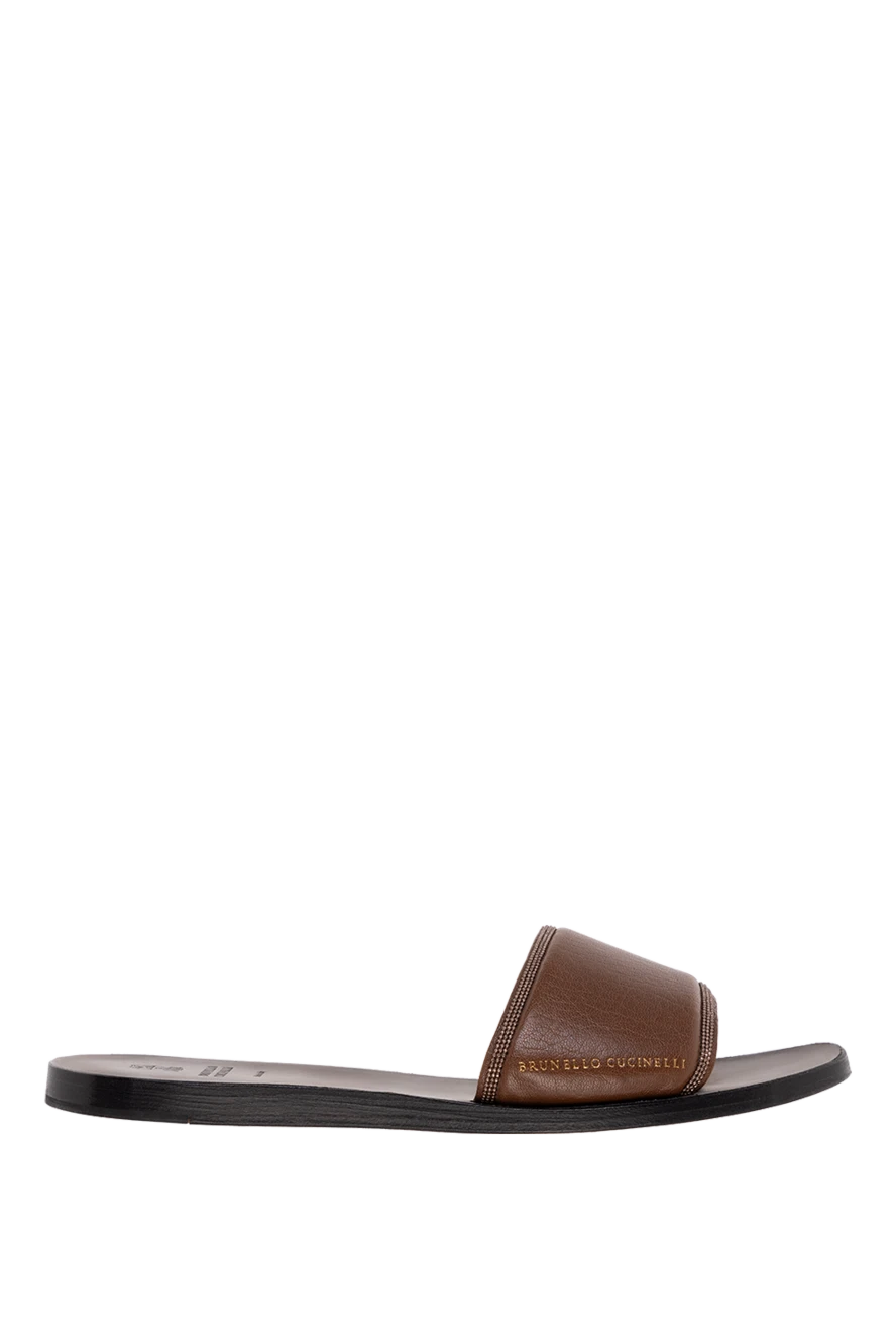 Brunello Cucinelli woman brown leather flip-flops for women купить с ценами и фото 150249 - photo 1