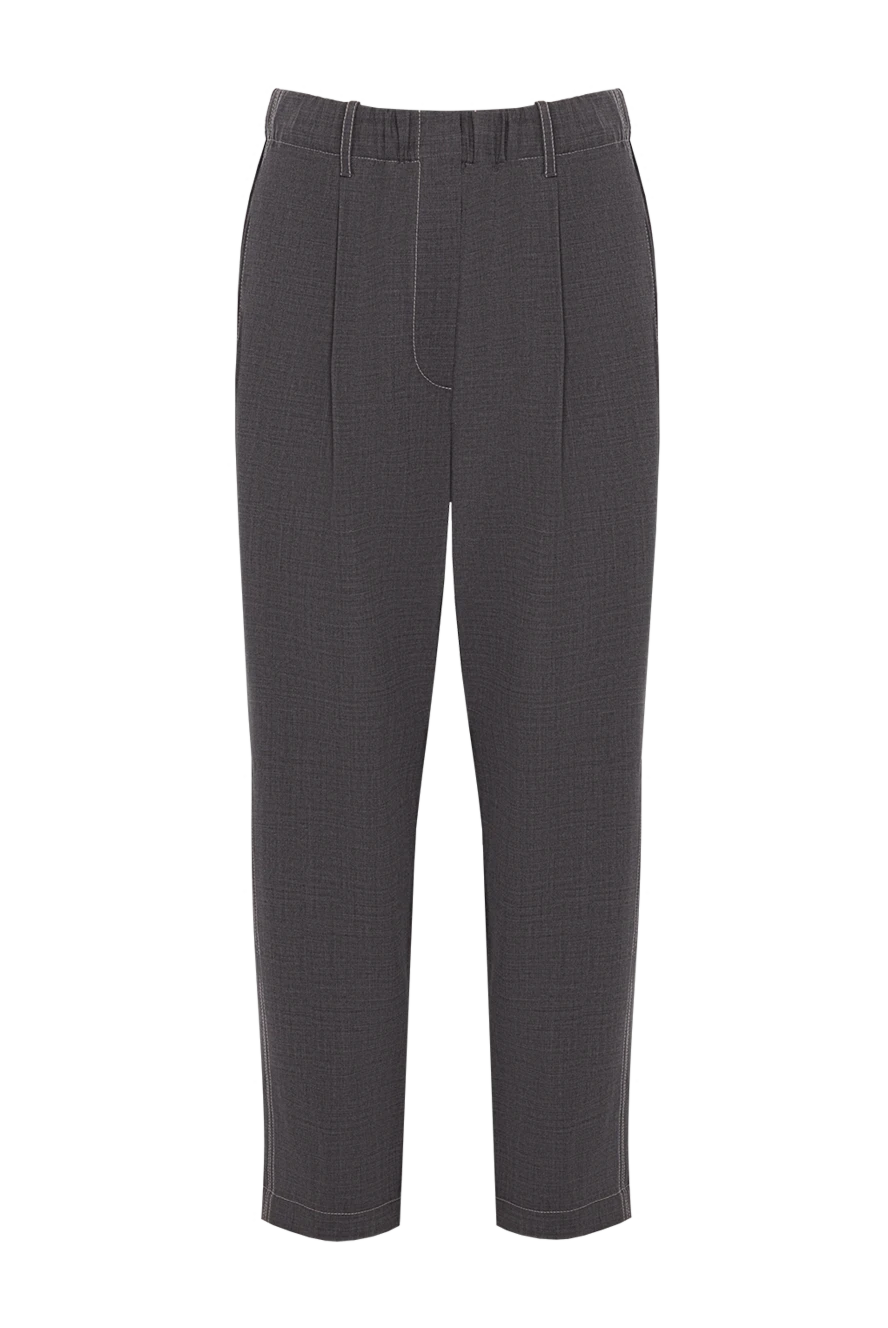 Brunello Cucinelli woman gray wool and polyamide trousers for women купить с ценами и фото 150300 - photo 1