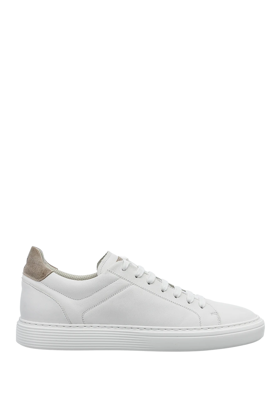 Brunello Cucinelli man white leather sneakers for men купить с ценами и фото 150331 - photo 1