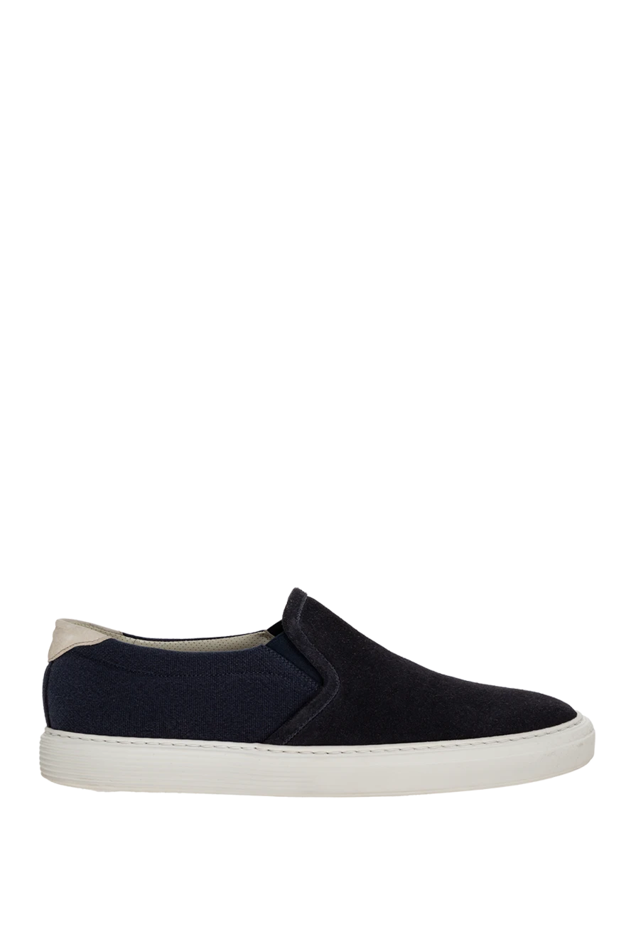 Brunello Cucinelli man blue linen slip-ons for men купить с ценами и фото 150336 - photo 1