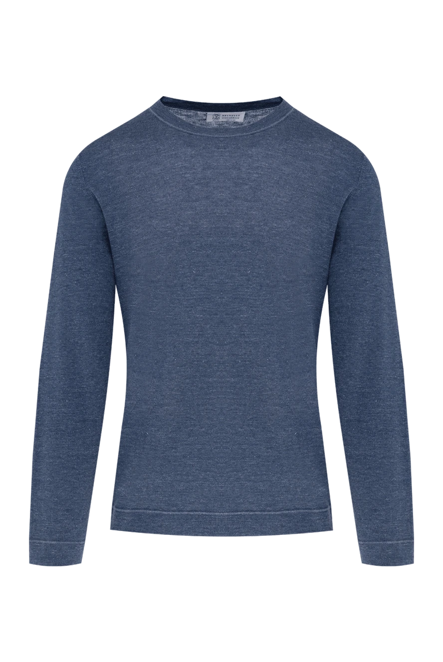 Brunello Cucinelli man linen and cotton jumper blue for men купить с ценами и фото 150356 - photo 1