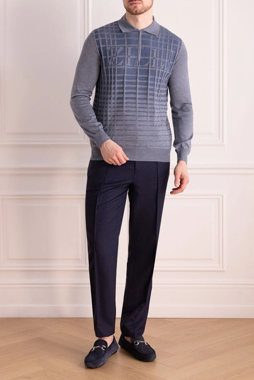 Brunello Cucinelli man blue wool trousers for men купить с ценами и фото 150379 - photo 1