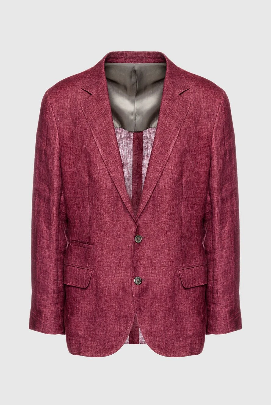 Brunello Cucinelli man men's burgundy linen jacket купить с ценами и фото 150388 - photo 1