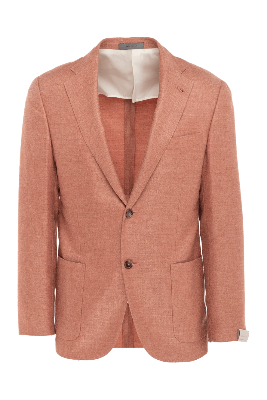 Corneliani man orange wool and silk jacket for men купить с ценами и фото 150481 - photo 1