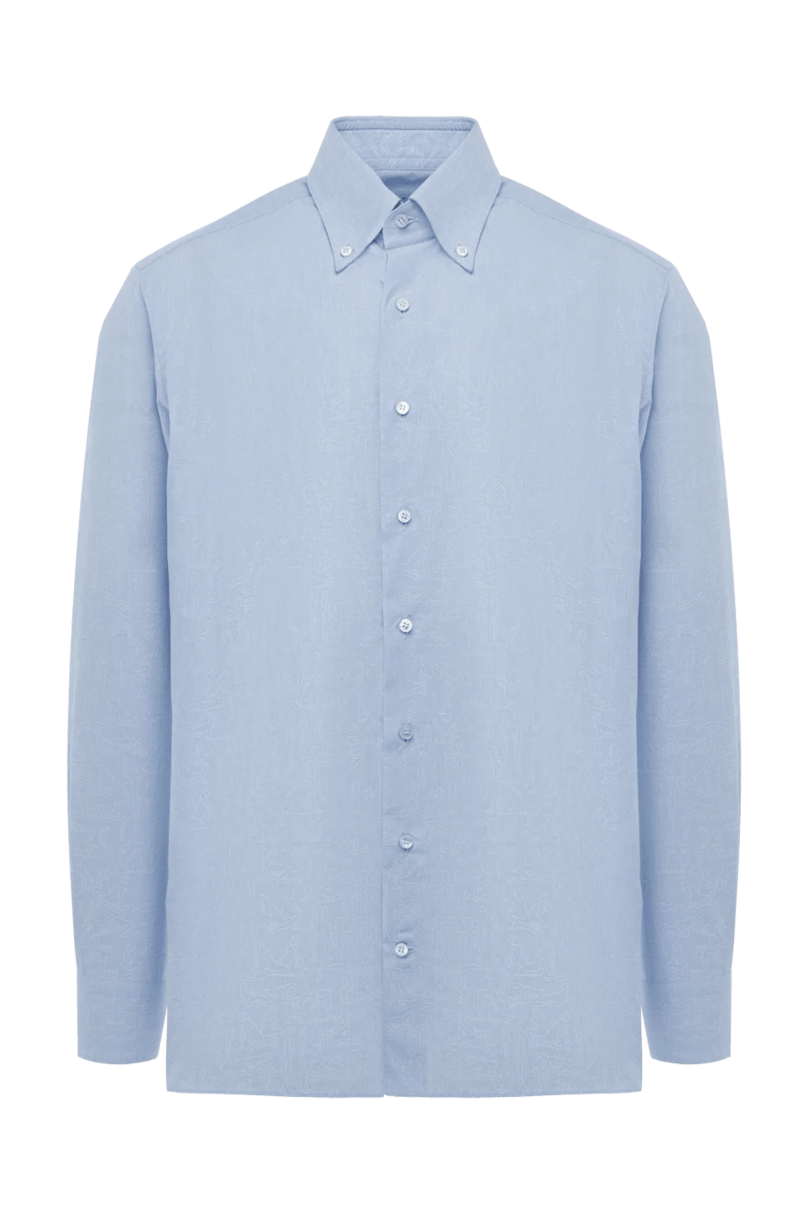 Zilli man blue cotton shirt for men купить с ценами и фото 150640 - photo 1