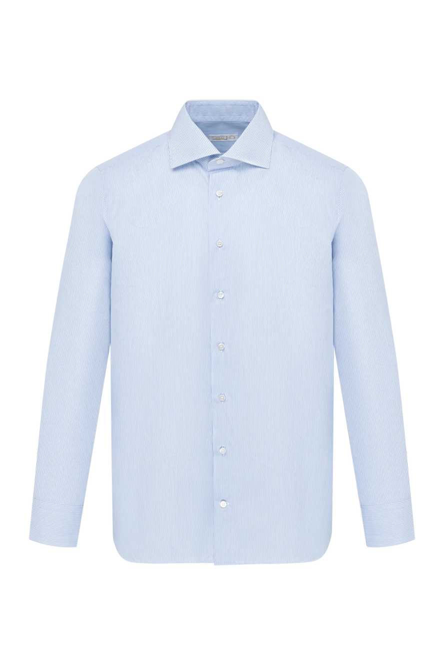 Zilli мужская рубашка классического фасона в голубом цвете с узором полоска
150648 - фото 1