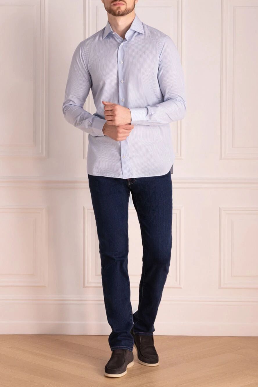 Zilli man blue cotton shirt for men купить с ценами и фото 150648 - photo 1