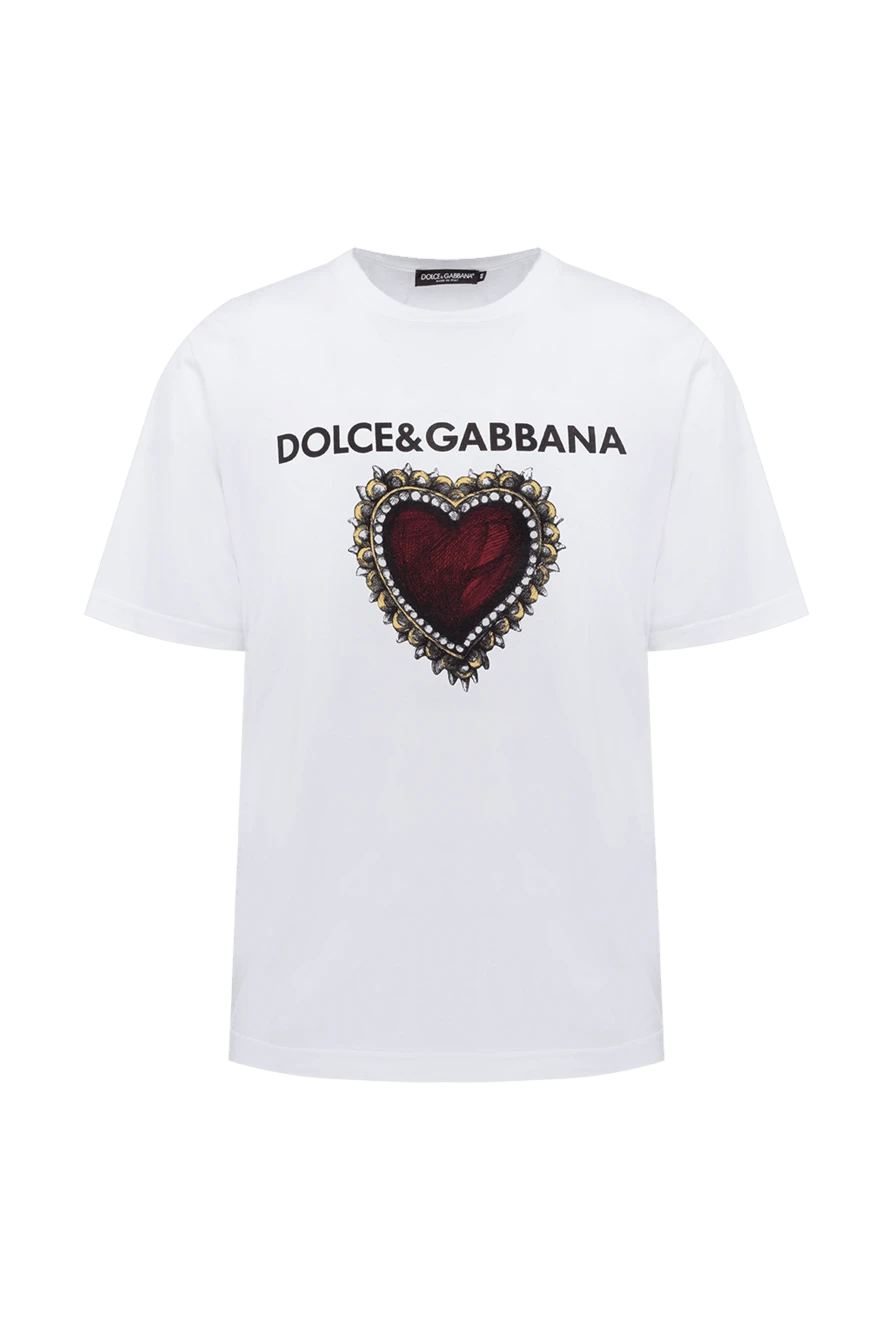 Dolce & Gabbana Ерлердікі ерлерге арналған ақ мақтадан жасалған футболка купить с ценами и фото 150855 - фото 1