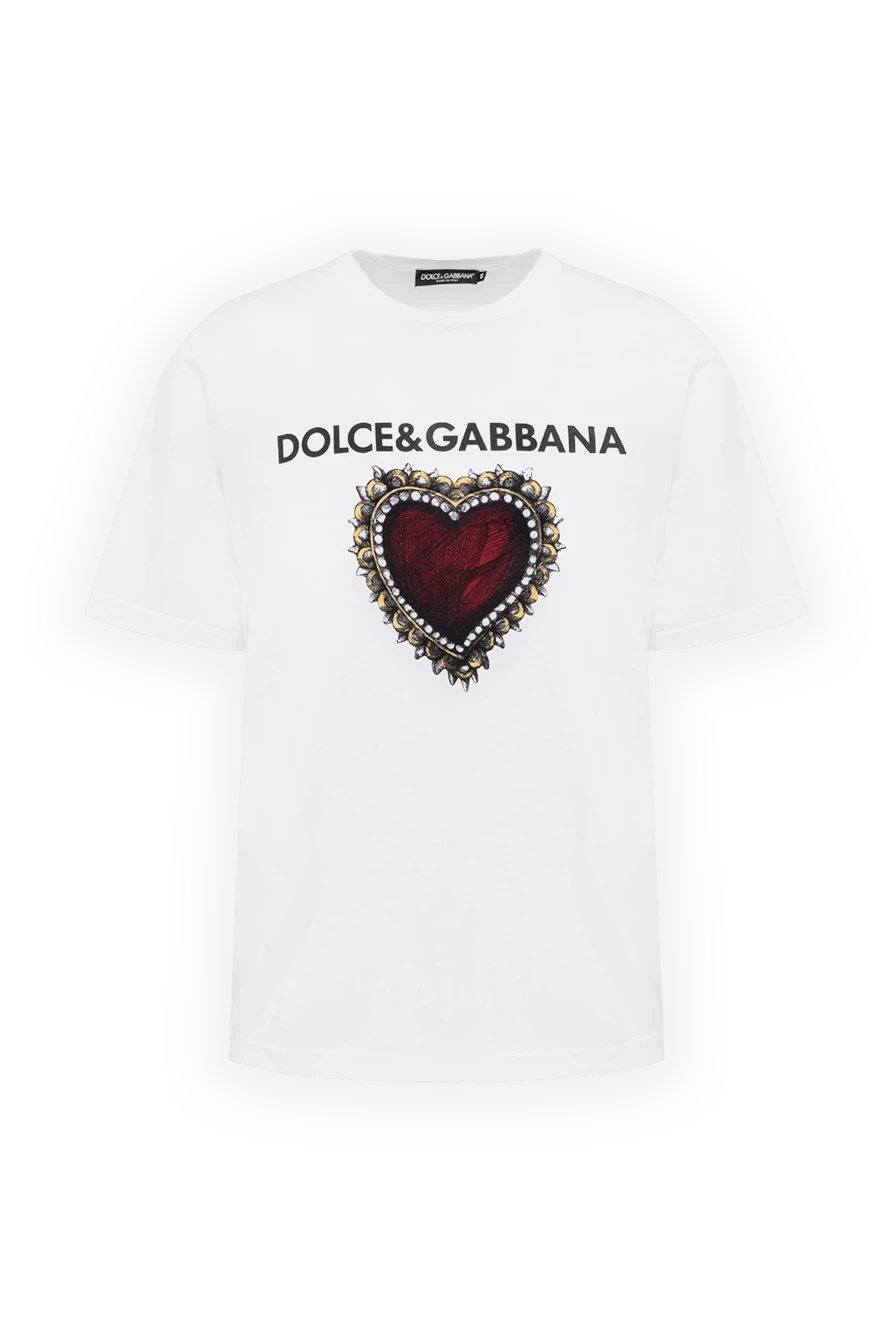 Dolce & Gabbana футболка мужская с рисунком sacred heart и крупным логотипом бренда 150855 - фото 1
