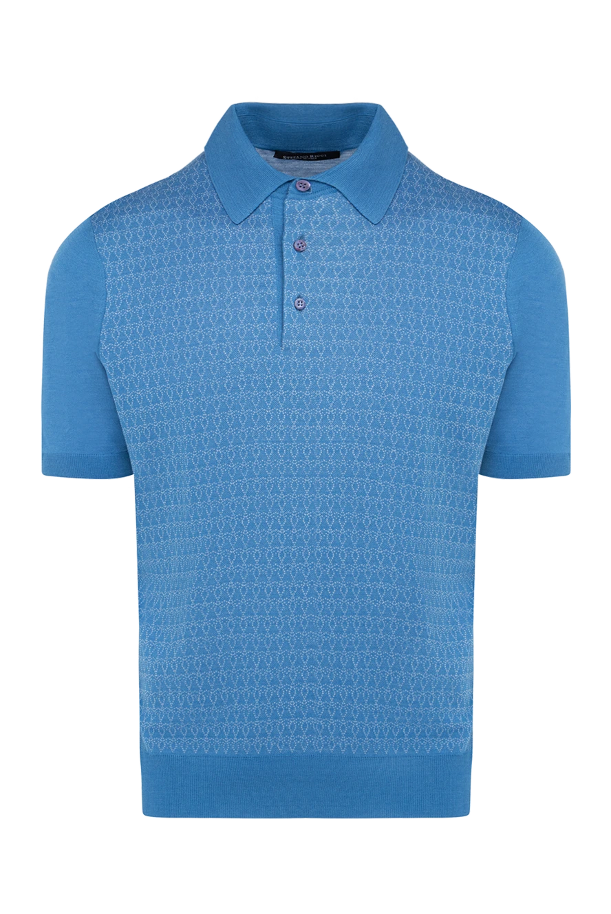 Stefano Ricci blue silk polo shirt with geometric pattern 150912 - photo 1