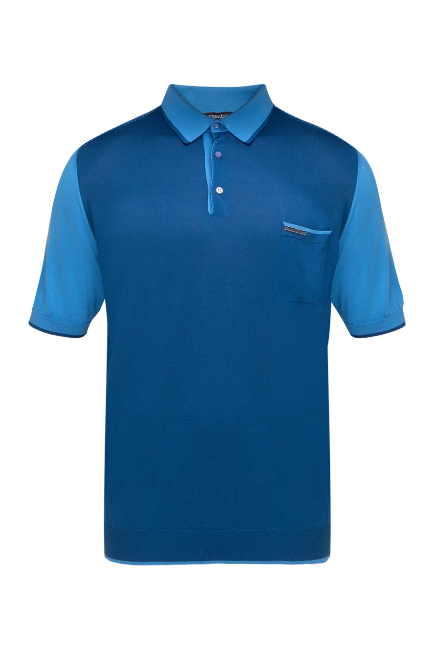 Stefano Ricci поло из шелка синее мужское 150913 - фото 1