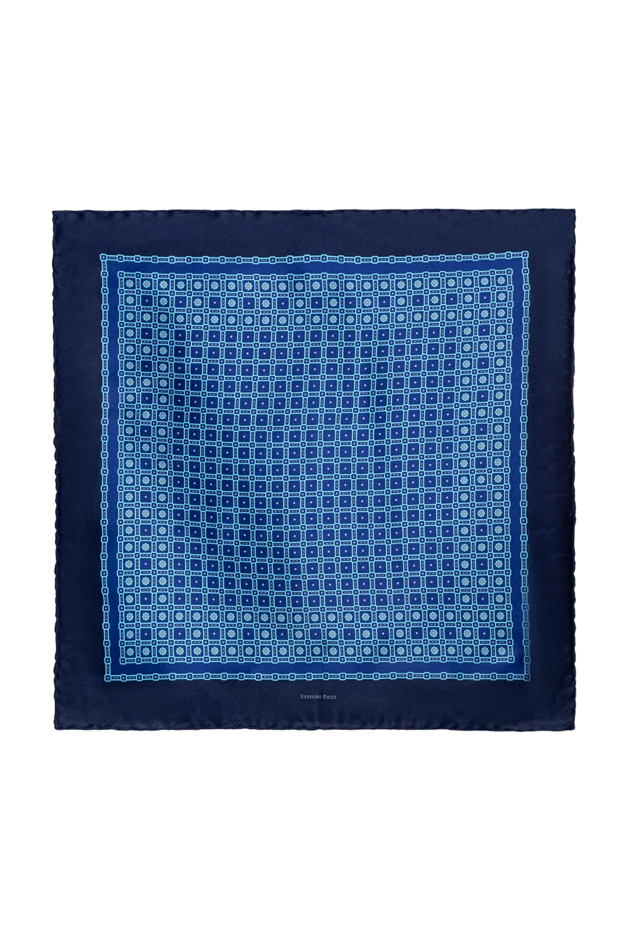 Stefano Ricci men's blue geometric print silk pocket square 151015 - photo 1